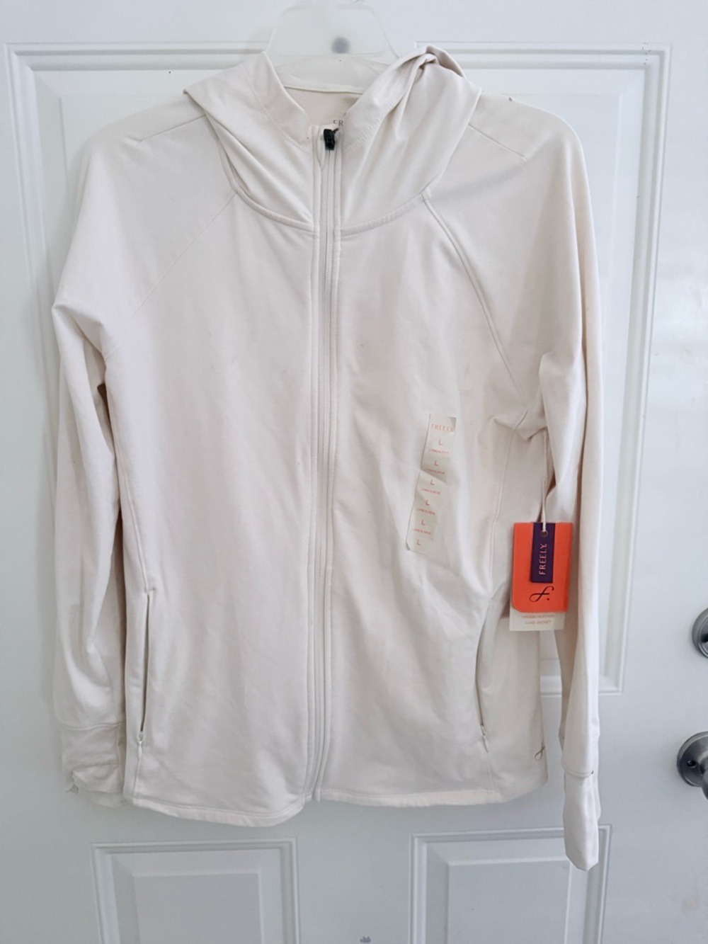 Light Cream Full-Zip Hooded Jacket